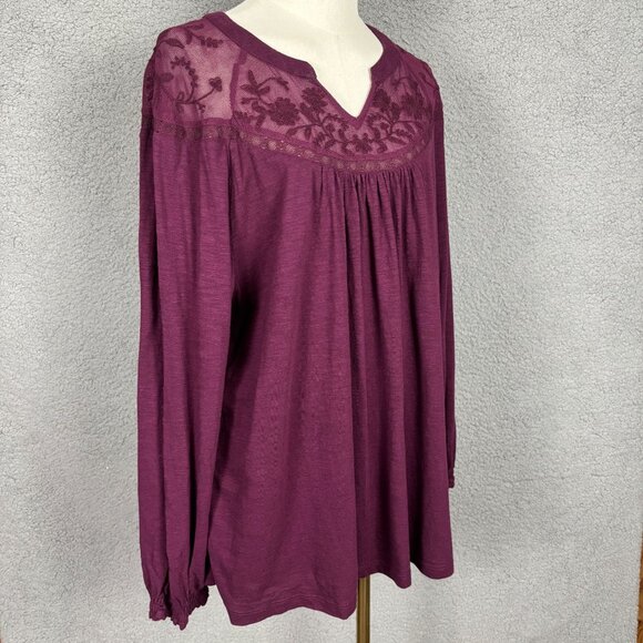 Style & Co Women's Lace-Trim Embroidered Top Berried Treasure 2XL NWT's. - Picture 4 of 11
